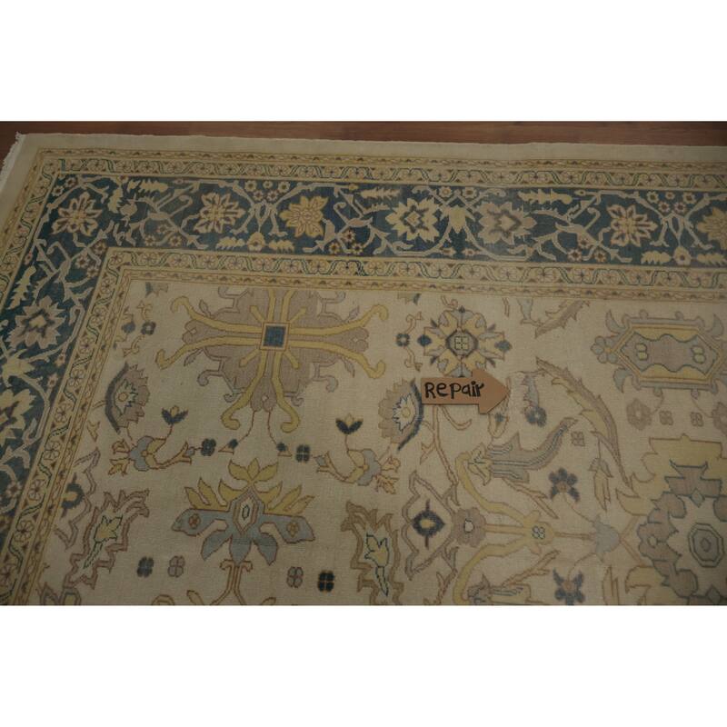 Hand Knotted Oriental 100% Wool Carpet Traditional All-Over Beige & Ivories Ziegler Area Rug - 11' 8'' X 8' 9''