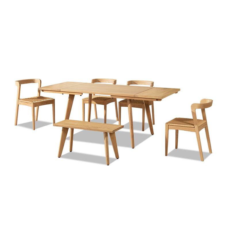 Jennifer Taylor Home Capri Solid Oak Wood Extendable Leaf Dining Set