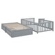 preview thumbnail 107 of 118, Wood Cribs Convertible Toddler Bed with Fence Guardrails and 2 Drawers Split into Independent Floor Bed and Daybed Slat Support