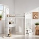 preview thumbnail 1 of 16, Storage Loft Bed with Shelves, Drawers, Writing Desk and Led Light, Twin Size White