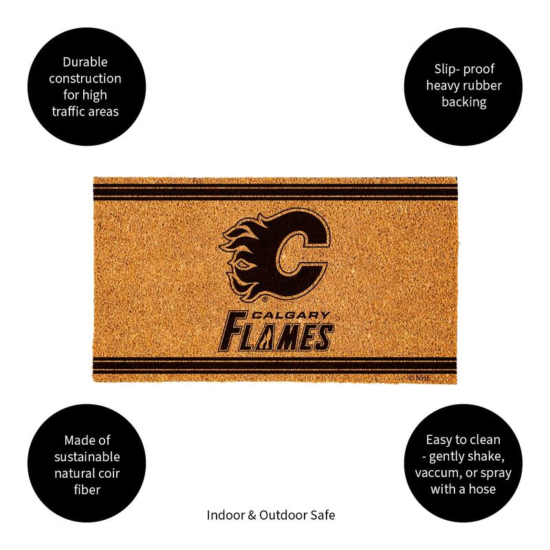 28 in. x 16 in. Calgary Flames, Coir Mat