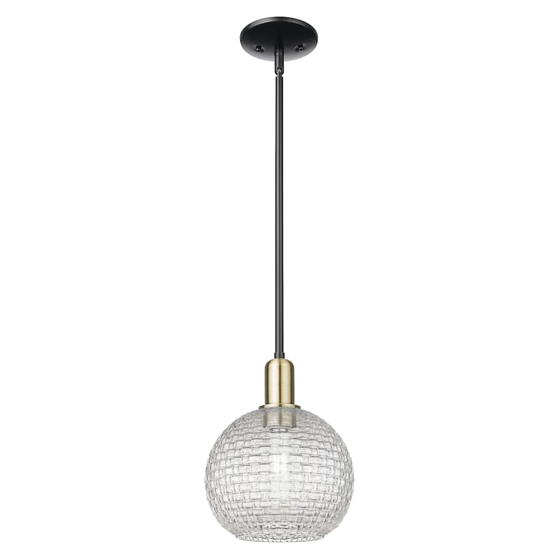 Innovations Lighting Endless Possibilities Arcadia - Athens - 1 Light 8" Basketweave Stem Hung Mini Pendant - Black Antique Brass