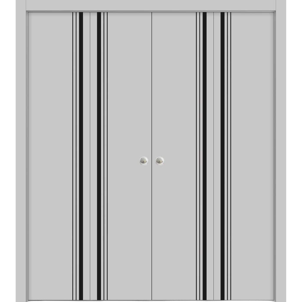 Double Bi-fold Doors Planum 0011 Grey Matte with Sturdy Tracks