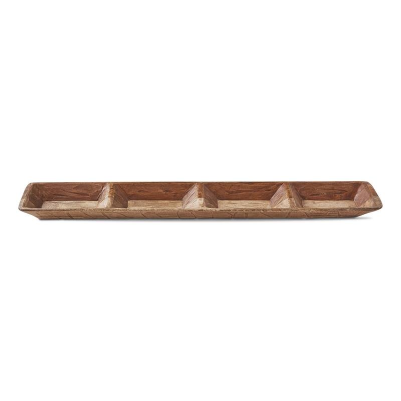 Watermill Mango Wood Divided Serving Tray, 38.5L x 6.0W x 2.0H inches