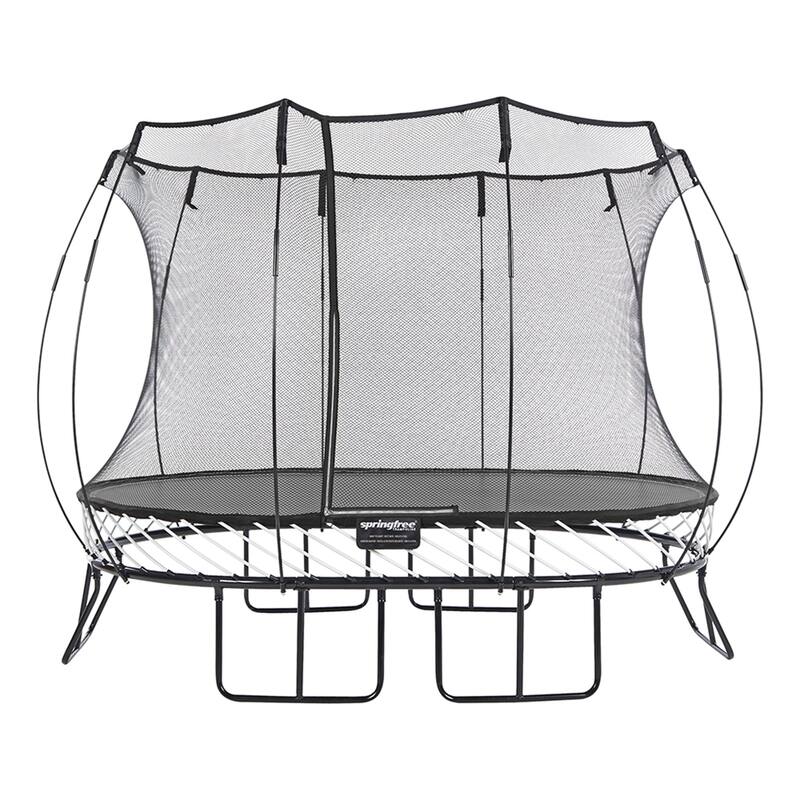 Springfree Trampoline Kids Oval 8 x 11 Ft Trampoline & FlexrHoop Basketball Game - 61