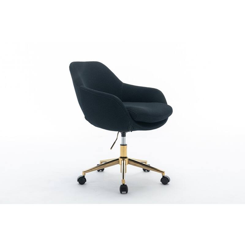 360°Swivel Home Office Chair With Adjustable Height and Gold Metal Base