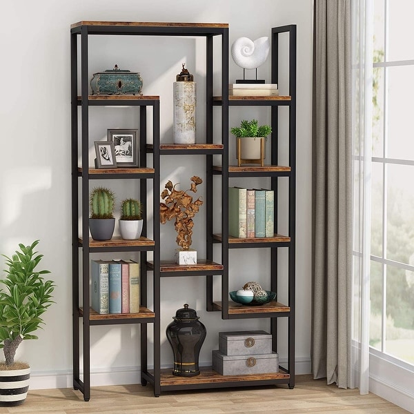 6 Tier Bookshelf 70.9 inch Tall Bookcase 12 Shelf Industrial