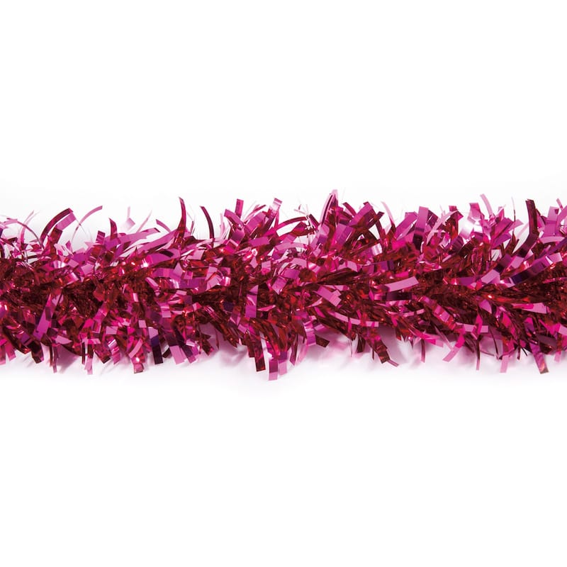 25' x 4" Magenta Twist Tinsel Traditional Christmas Garland - Unlit