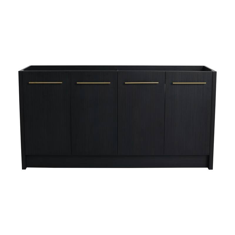 24" Bathroom Vanity with Soft-Close Doors and Spacious Storage, Black Chestnut Finish, Freestanding Design, Vanity Base Only
