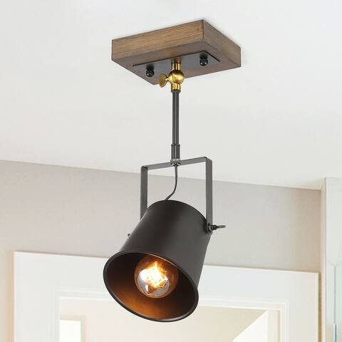 The Gray Barn Modern Farmhouse 1-Light Wood Metal Track Lighting - L6"xW4.75"xH13.5"