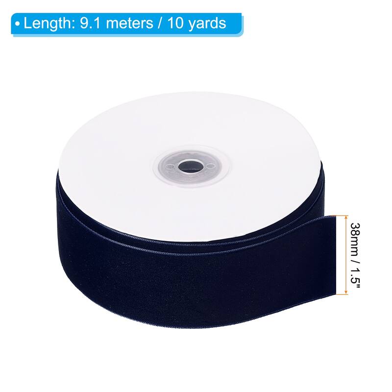 1.5" x 10 Yard Ribbon Single Faced Velvet Spool for DIY - Dark Blue