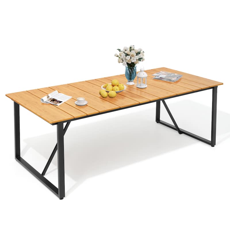Outdoor Aluminum Patio Dining Table Rectangle with Umbrella Hole - 82.7 in L * 37.8 in W * 28.9 in H