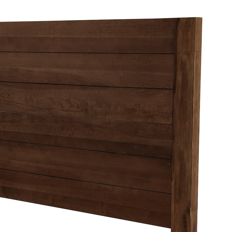 Mid-Century Modern Solid Wood Platform Bed with Headboard Queen/King/Full Size
