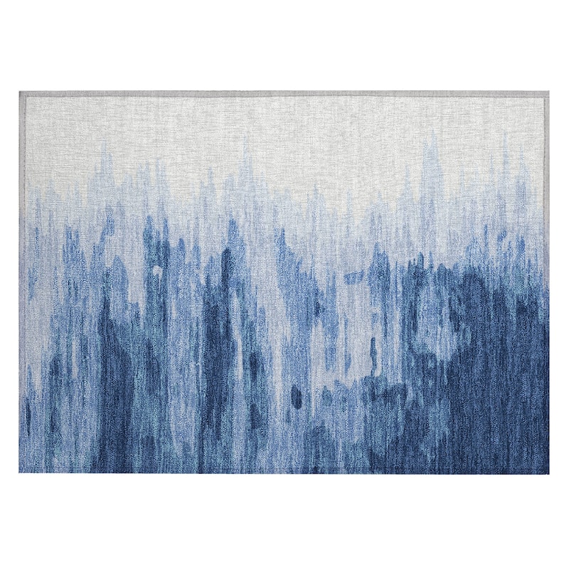 Machine Washable Indoor/ Outdoor Brushstrokes Ombre Chantille Rug