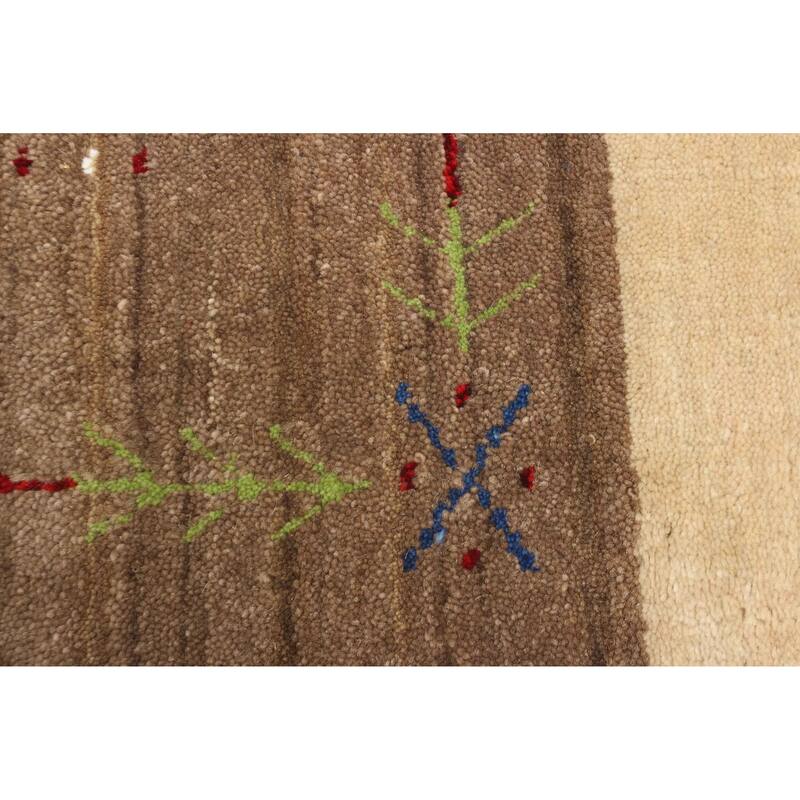 ECARPETGALLERY Hand Loomed Kashkuli Gabbeh Brown Wool Rug - 3'2 x 4'9
