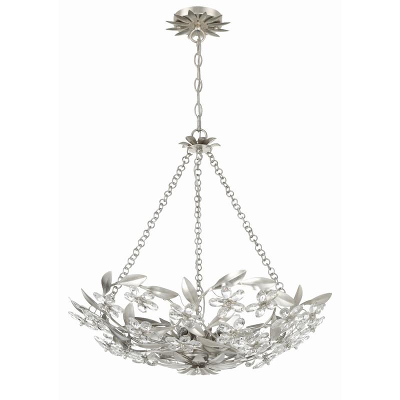 Marselle 6 Light Antique Silver Chandelier - 24"W x 6"H x 24"D