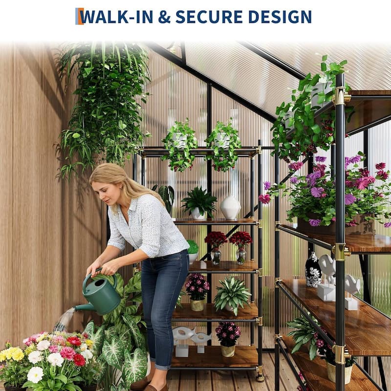 4x4FT Portable Outdoor Walk-in Greenhouse for Winter Gardening, Black