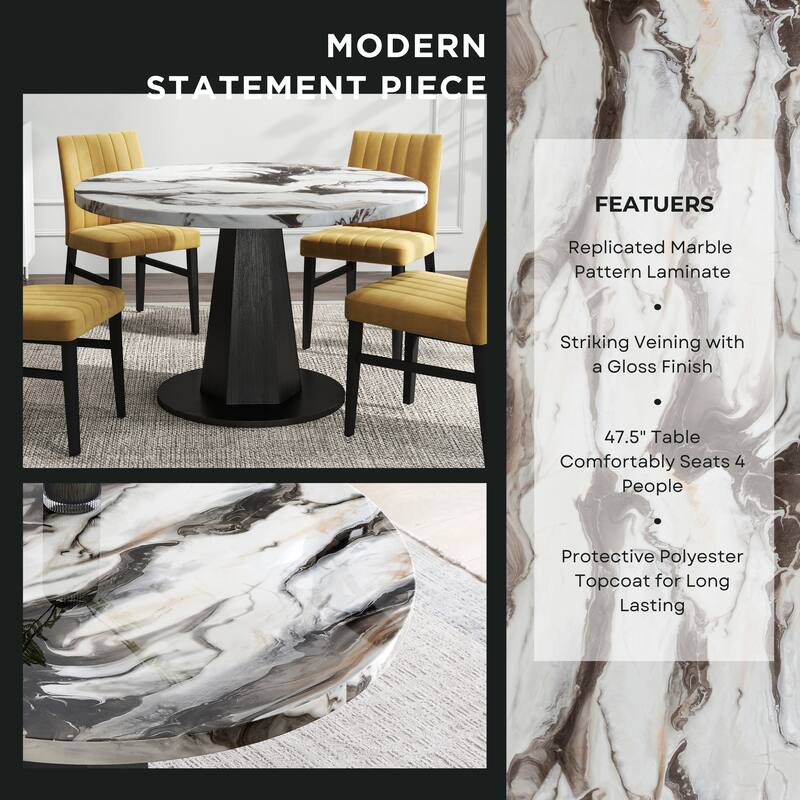 Roundhill Furniture Cavira 5-Piece Round Modern Dining Set