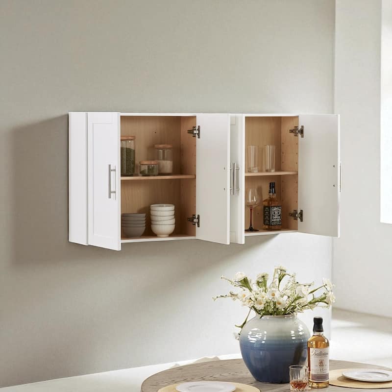 Wall-Mounted Wood Cabinet with 2 Doors and Adjustable Shelves for Bathroom, Kitchen, or Office