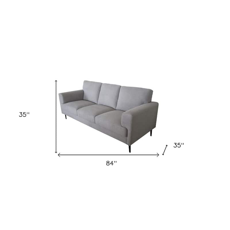 HomeRoots 84" Light Gray Linen Sofa With Black Legs - 84