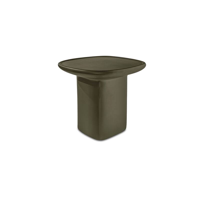 NADAAL STUDIOS Henric Outdoor Side Table, Pedestal Shape in Concrete Fiberglass, Small, Deep Yellow