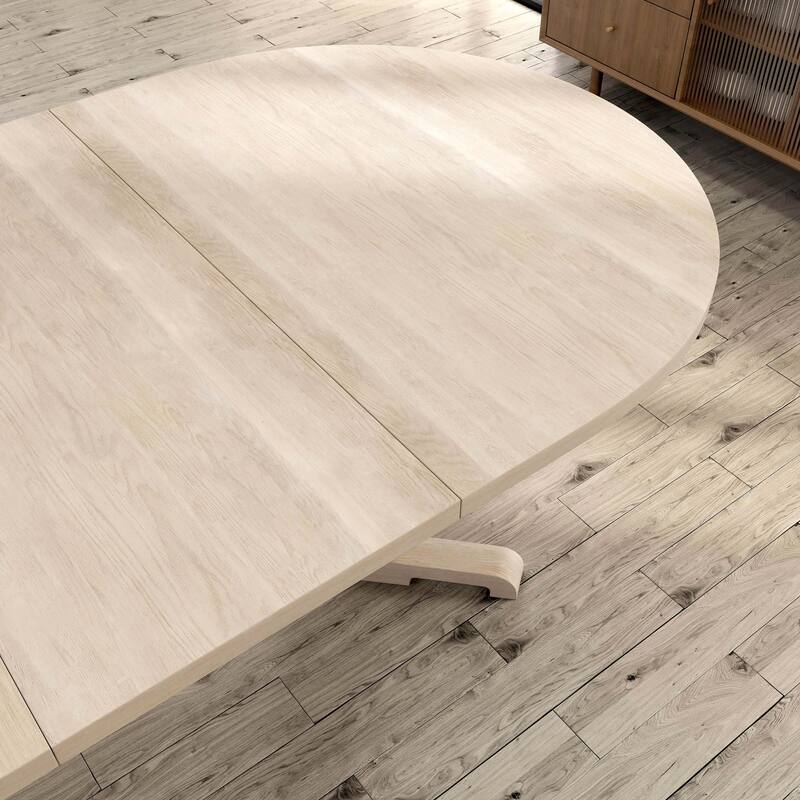 Furniture of America Zailen Mid-Century Modern 5-Piece White Oak Wood Extendable Dining Table Set