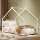 preview thumbnail 22 of 38, Metal House Floor Bed Frame with Roof and Colorful Lights