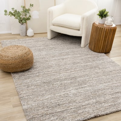 Maverick Collection - Distressed Grey White Brown Plush Rug