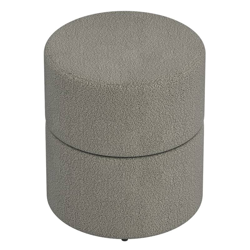 Modern Boucle Fabric Round Swivel Ottoman