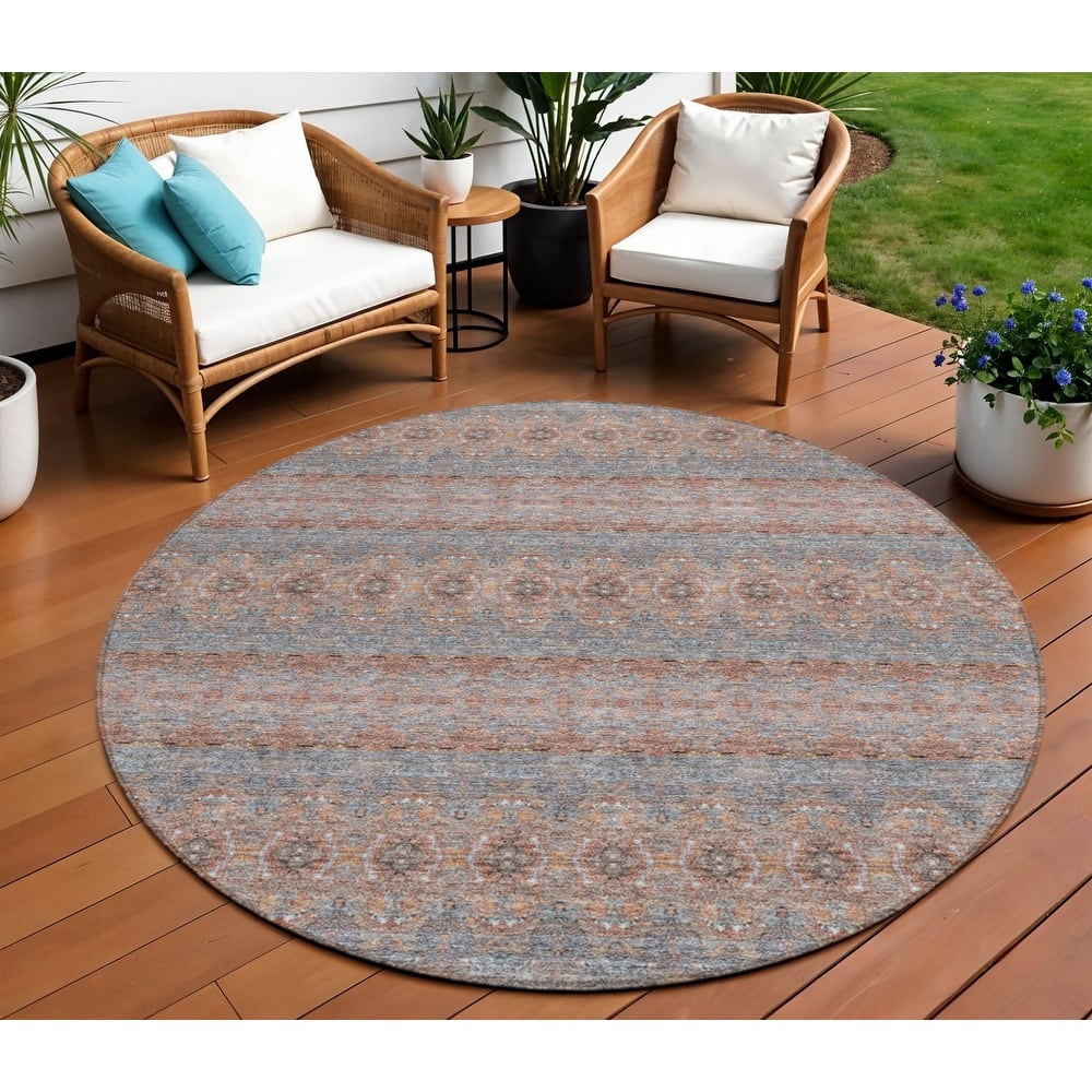 HomeRoots Floral Medallion Transitional Rectangle Outdoor Rug