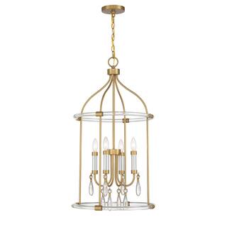 Mayfair 4-Light Pendant in Warm Brass and Chrome