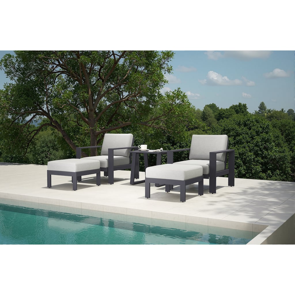 5-Piece Outdoor Patio Seating Set with Gray Cushions