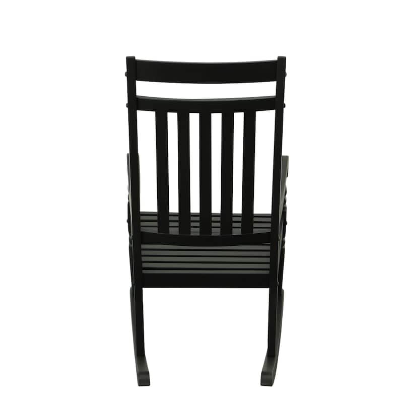 Wooden Slat Outdoor Patio Rocker Chair - 45" - Black