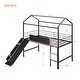 preview thumbnail 14 of 36, Roomfitters Twin Size Metal House Bed with Slide, Loft Bed with Two-Sided Writable Wooden Board, Sturdy Metal Frame