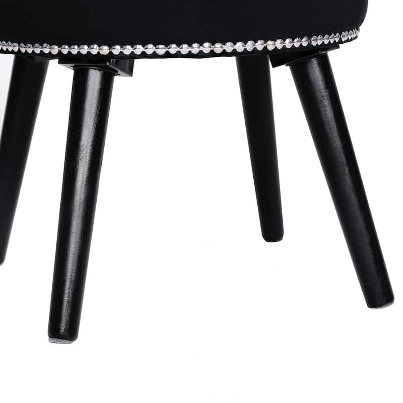 VEIKOUS Makeup Vanity Stool Chair with Low Back and Wood Legs-17.3" x 15.7" x 25.1"