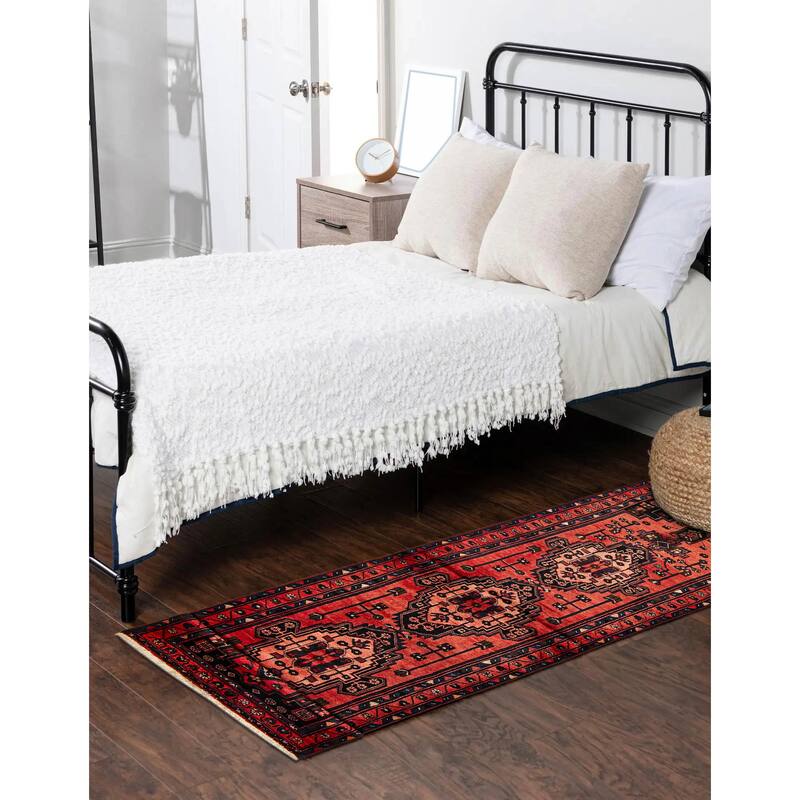 ECARPETGALLERY Hand-knotted Anadol Red Wool Rug - 3'4 x 9'11