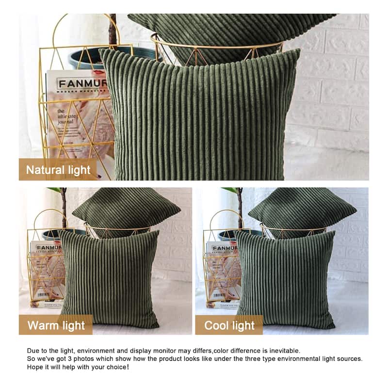 Corduroy Throw Pillow Striped Pillow for Couch Set of 2