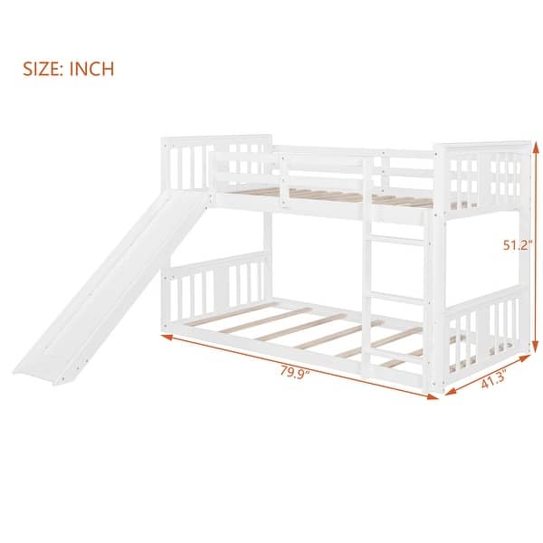 Twin Over Twin Bunk Bed with Slide and Ladder, White