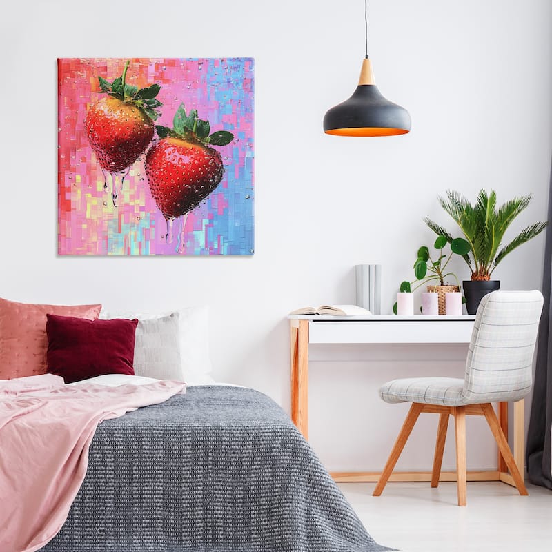 Stupell Lush Strawberries with Water Drip Canvas Wall Art Design By LSR Creative Studio