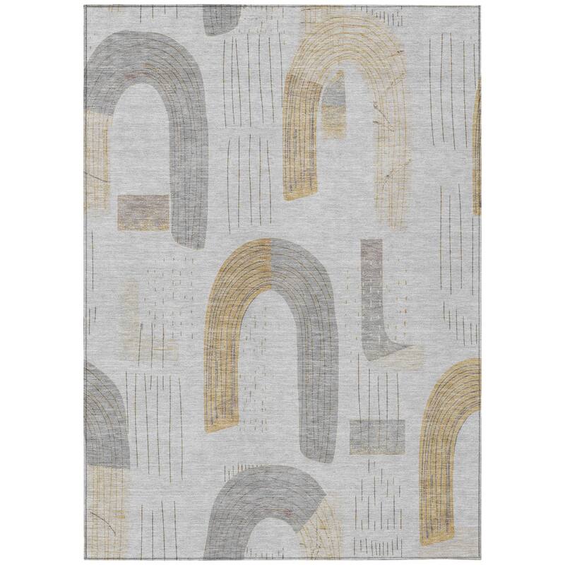 HomeRoots Geometric Transitional Rectangle Outdoor Rug - 5' X 8'