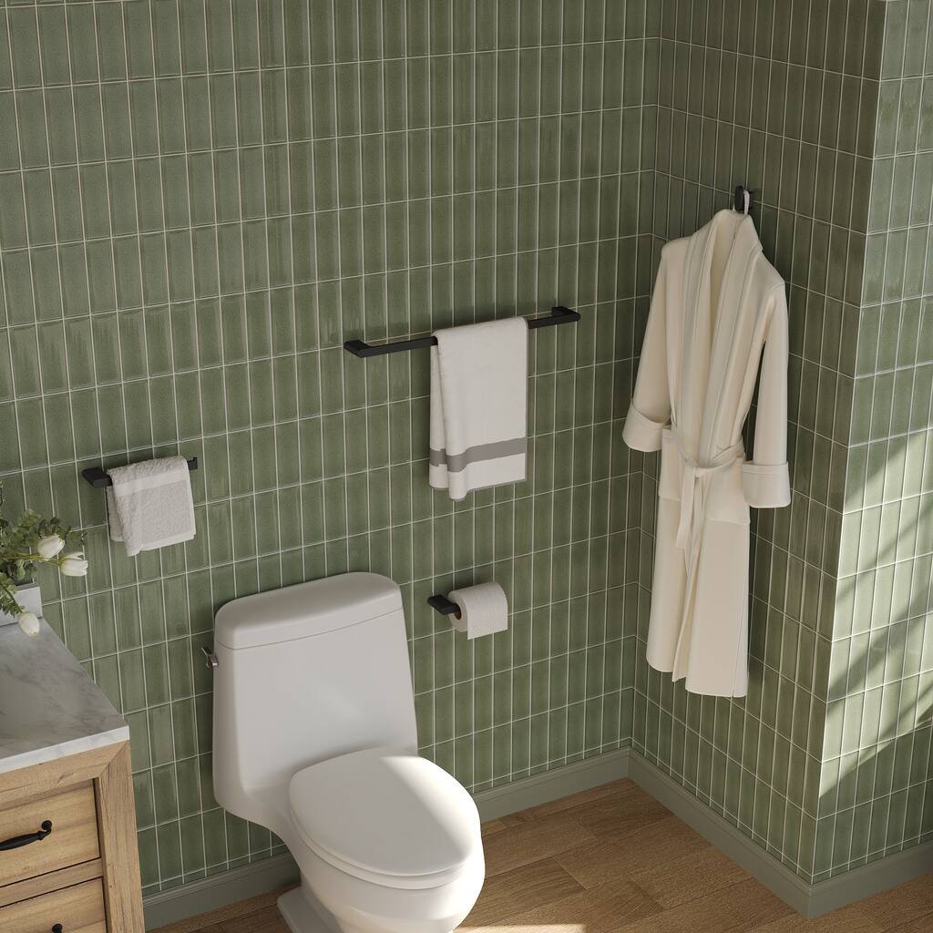 4-Piece Bathroom Hardware Accessories Set, Wall Mount Towel Bar, Toilet Paper Holder, Hand Towel Rack 1 Towel Hooks