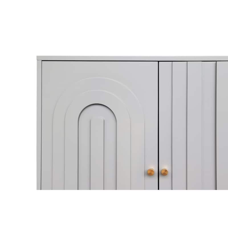 Sideboard Cabinet with 4 Door, Wood Storage Cabinet with Gold Knobs and Legs, Entryway Table with Adjustable Shelves