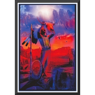Buffalo Chief - Non Flock Blacklight Framed Art Poster - Paper Print - Black Wood Frame with Plexi Glass