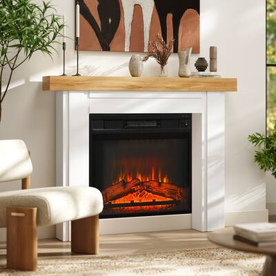 HOMCOM Modern Fireplace Mantel, Freestanding Fireplace Surround with Leg for Electric Fireplaces, 51.2" W x 40.6" H