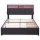 preview thumbnail 11 of 17, Multiple Storage,Full Size Upholstered Platform Bed with Storage Headboard, LED, USB Charging and 2 Drawers