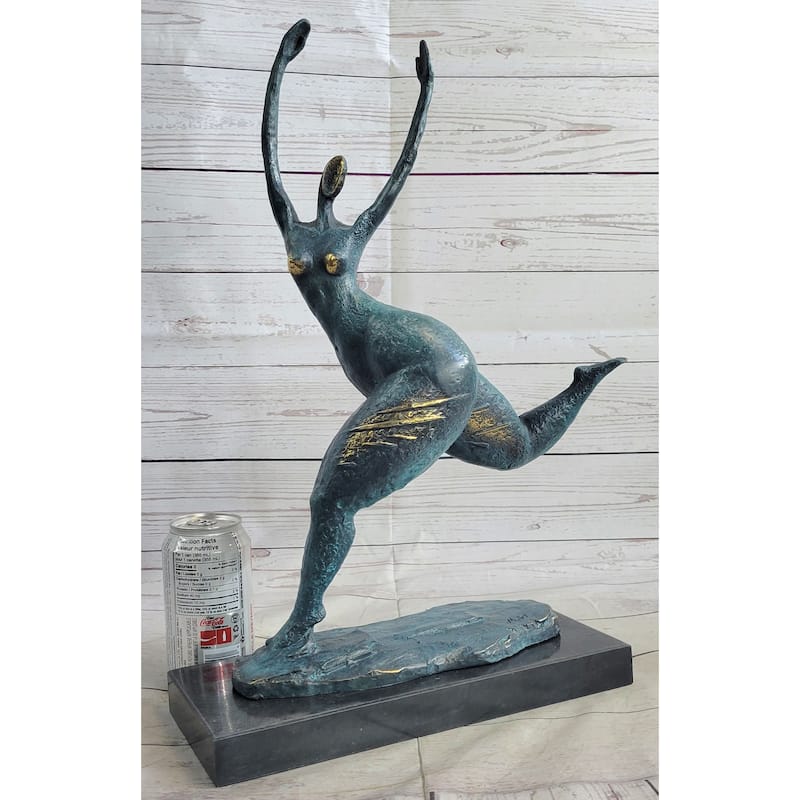 Modern Art Running Dancing Curvy Woman Bronze Figure Statue Sculpture 18 Inches X 14 Inches
