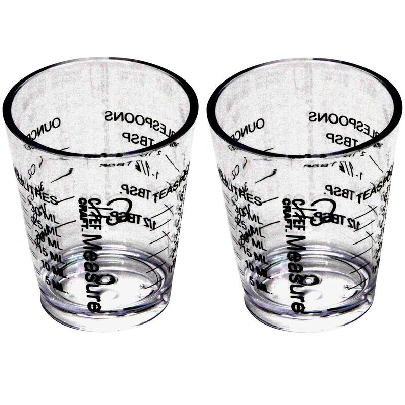 Chef Craft 1-ounce Plastic Shot Glass / Measurer - 2 Pack - Clear
