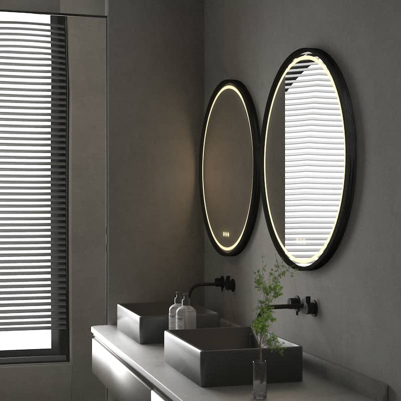 Smart Round LED Bathroom Mirror Light Frame Defogger Dimmable 3 Color