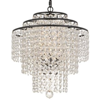 Arielle Crystal 18" wide Bronze Chandelier - 18'' W x 20.36'' H