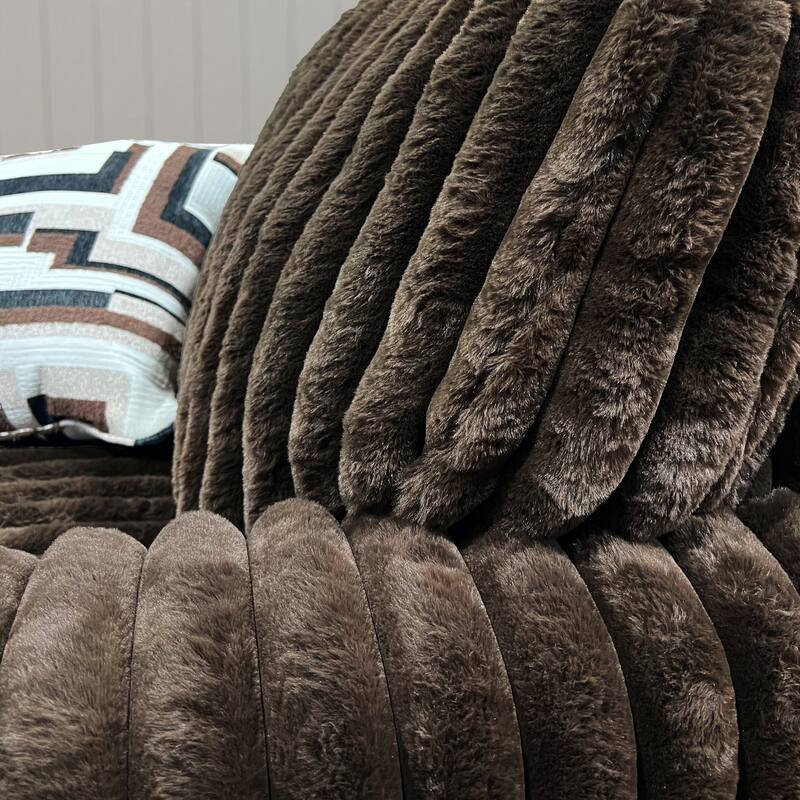 Roundhill Furniture Solenne Oversized Chair and a Half with Jumbo Corduroy Upholstery, Reversible Cushion, and Accent Pillow